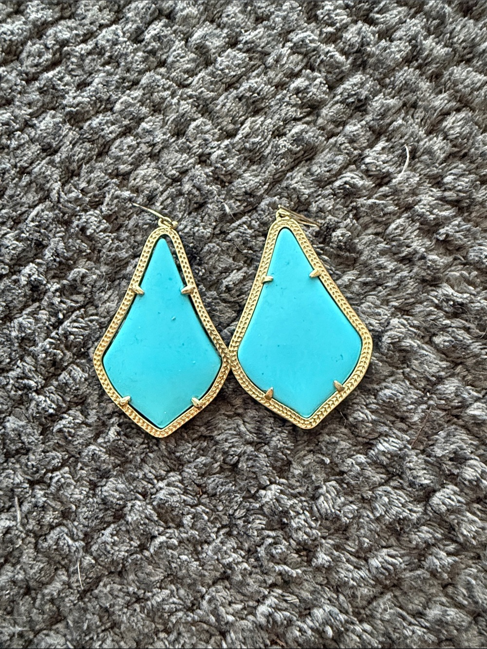 Kendra Scott Turquoise and Gold Shield Drop Earrings